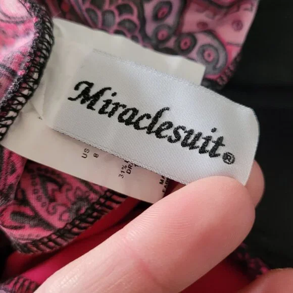 Miraclesuit US 8 paisley park red escape side shirring 1 piece swimsuit 468266 - Picture 14 of 16